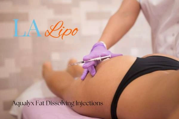 Woman having fat dissolving injections Uxbridge Moor on thighs